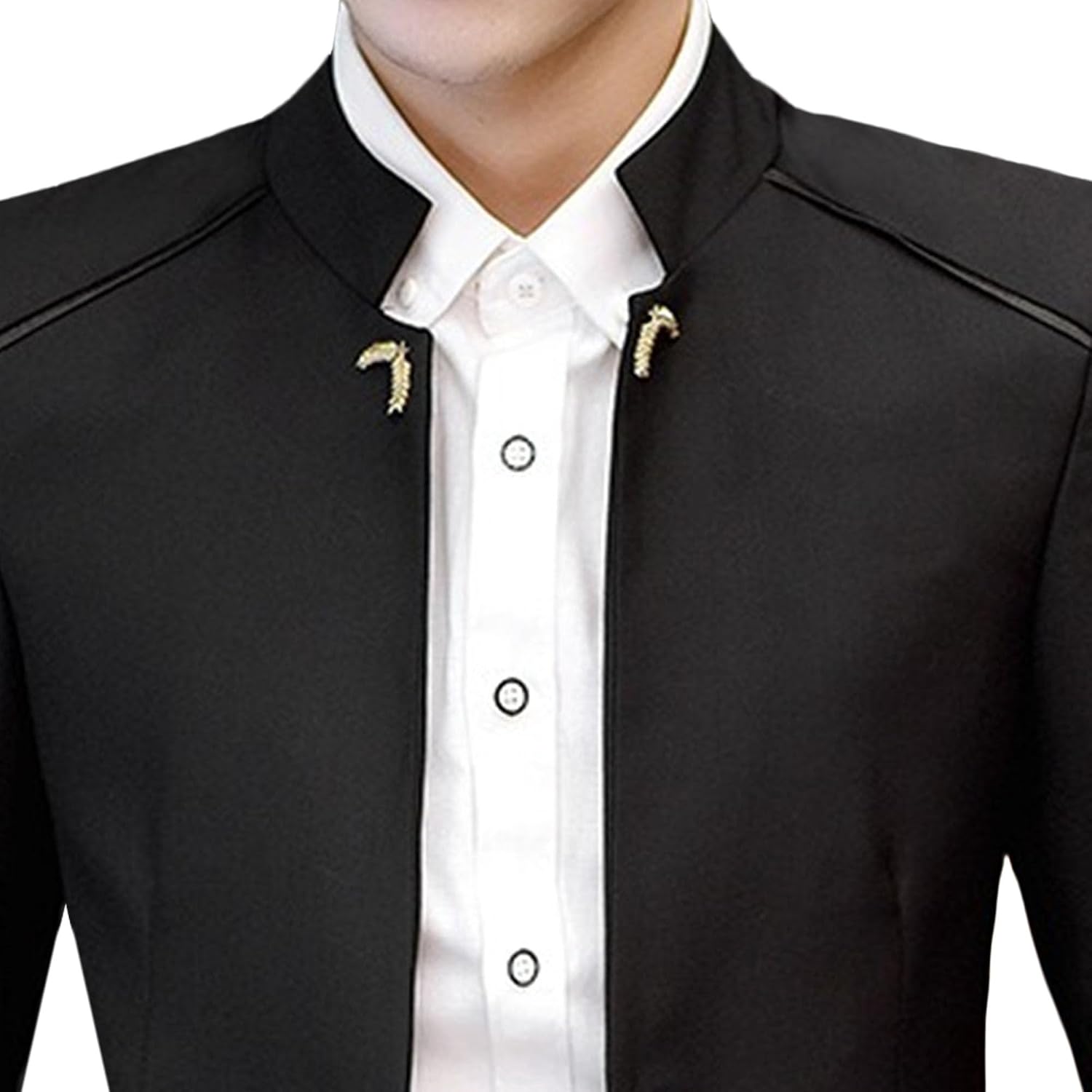 Men's Casual Chinese Tunic Suits Coat Mandarin Collar Slim Fit Blazer Coat Single Breasted Traditional Groom Jacket