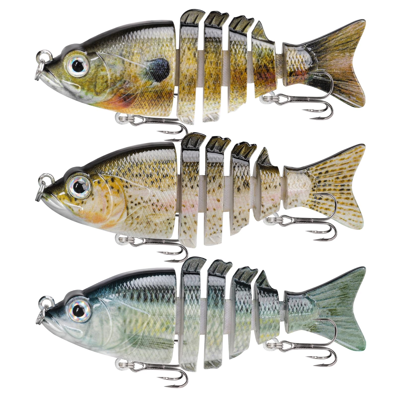 GOTOUR Fishing Lures for Freshwater or Saltwater, Easy to Use for Family Fishing Beginner and Pros, Most Lifelike Jointed Swimbait，Slow Sinking Bass Pike Panfish Walleye Lures, Fishing Gifts for Men