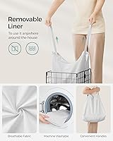 Vista 93 de SONGMICS 29 Gal. (110L) Laundry Basket, Laundry Hamper, Collapsible Clothes Hamper, Removable and Washable Liner, Metal Wire Frame, for Bedroom