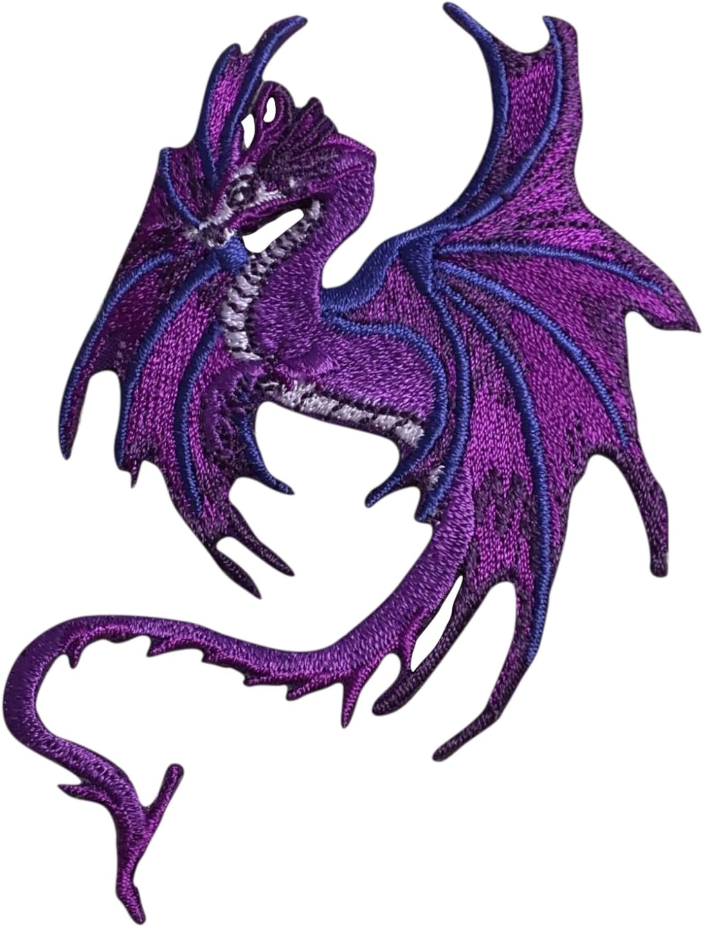 Purple Dragon - Facing Left - Legendary/Mythical/Fantasy - Embroidered Iron on Patch