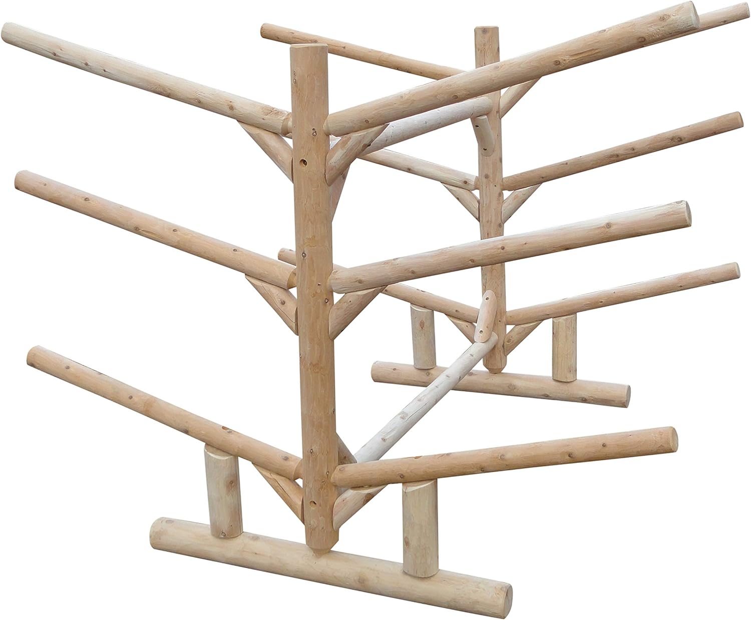 2 Canoes + 4 Kayak/SUP Log Racks, Freestanding Log Kayaks Garage Storage Rack, Canoe Stand, Surfboard Racks, SUP Paddle Board Holder, Sport Outdoor