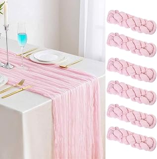 Light Pink Cheesecloth Table Runner 6pcs Boho Gauze 35x120inch Cheese Cloth Runner Sheer Table Runner Wedding Dining Decorations for Holiday Birthday Table Decorations for Party