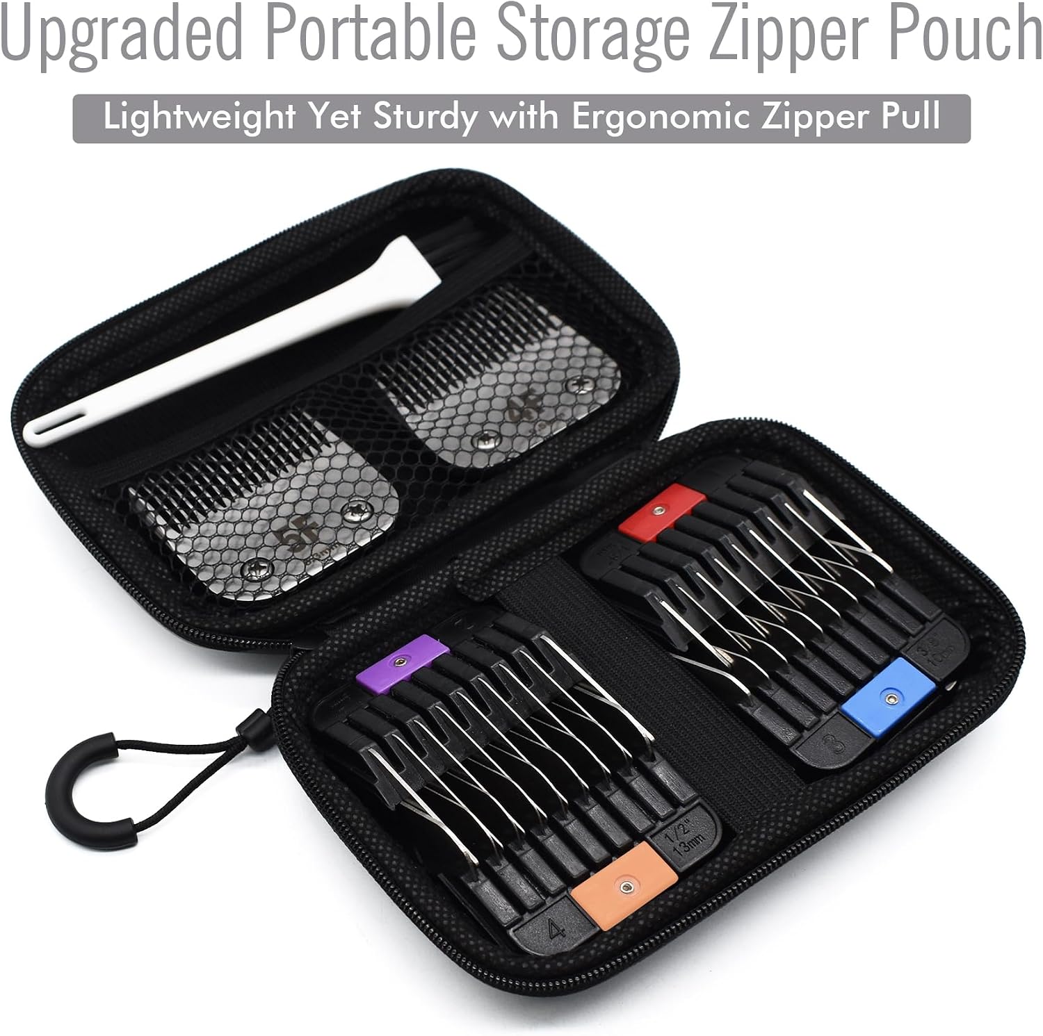 4 Pieces Professional A5 Style Animal Clipper Stainless Steel Color-Coded Attachment Guard Guide Combs Set, 1/8", 1/4", 3/8", 1/2" Compatible with Wahl KM Series Oster A5 Andis AG BG Pet Groomers