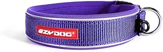 EzyDog Neo Dog Collar - Waterproof & Reflective Dog Collar with Soft Padded Neoprene for Comfort & Durable Nylon – Features Quick Release Buckle and Built-in ID Clip (Large, Purple)