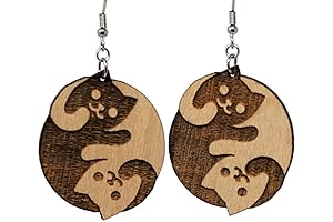 Cat Yin-Yang Dangle Earrings: Harmony of Feline Elegance