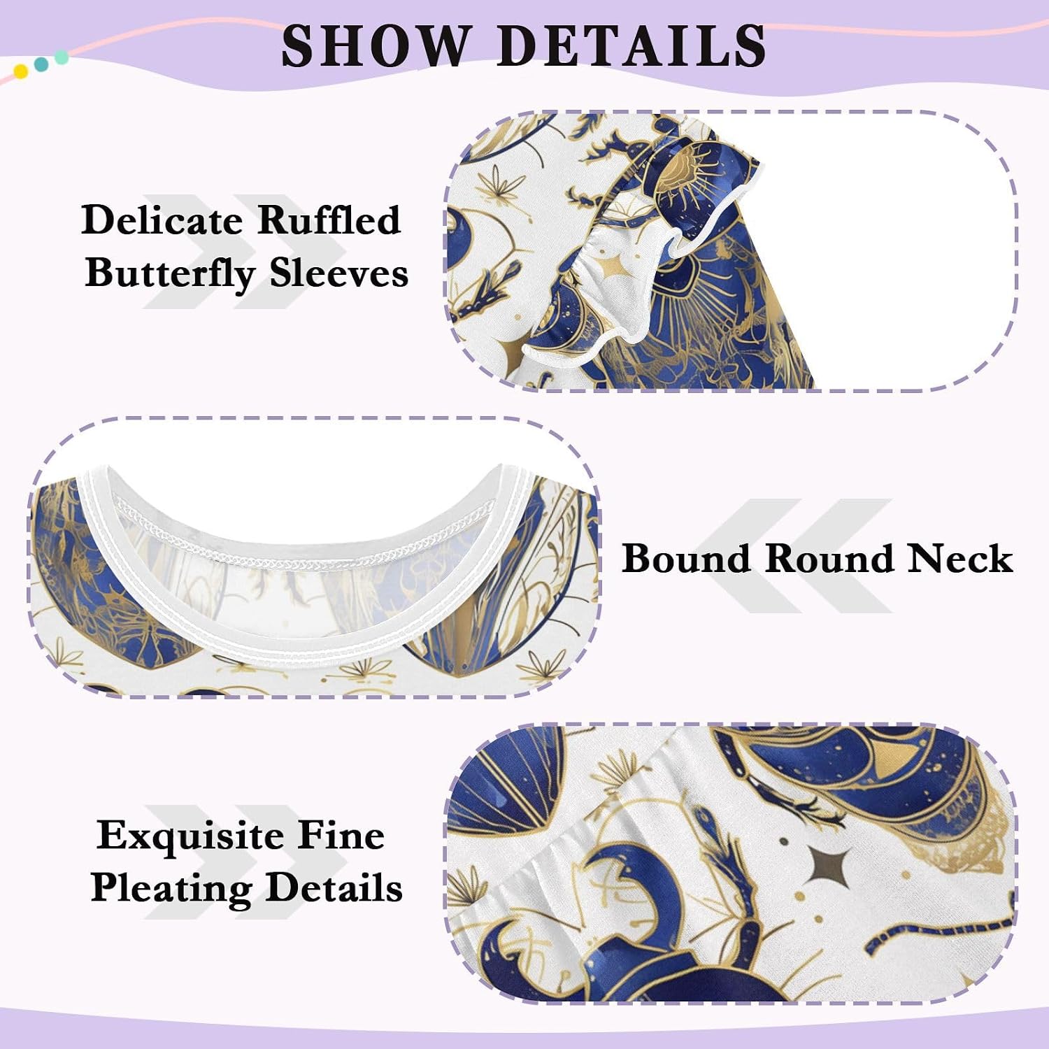 visesunny Toddler Clothes for Girls Blue Beetle Flower Pattern Long Sleeve Fall Shirts Cotton Top with Ruffle Collar