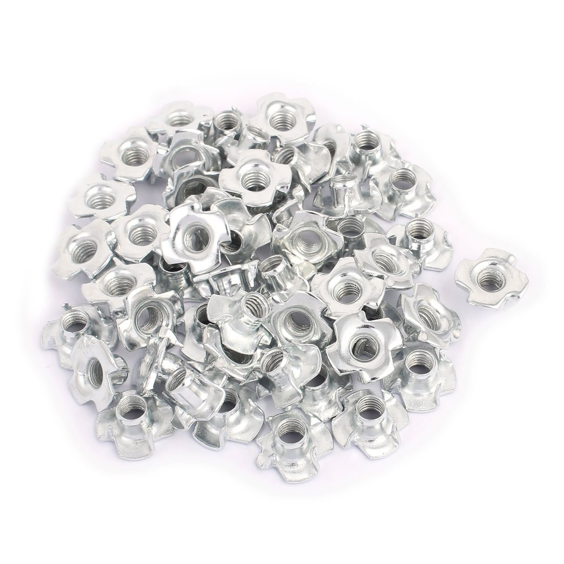 Uxcell Silver Sourcingmap M6 X 8Mm Four Pronged Tee Nuts Captive Blind Inserts 50Pcs For Wood Furniture