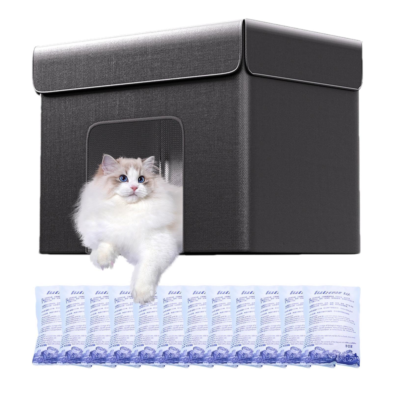 Niche rafraîchissante pour Chat - Nid de Glace d'été Pliable pour Chat | abri Multifonction résistant aux intempéries, Tente pour Chat rafraîchissante en Plein air, abri résistant aux intempéries,
