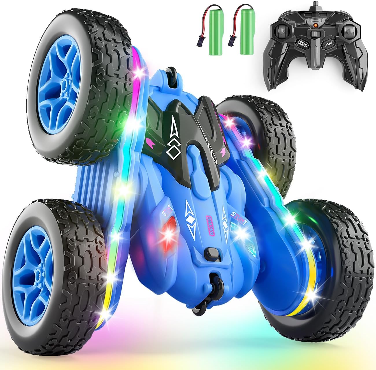 Winstico Remote Control Cars Toys for 5 6 Year Old Boys Gifts - Light Up RC Stunt Car for Kids Boys Toys Age 4 5 6-360ยฐ Double Side Rotation Birthday Gifts for 5 6 7 Year Old