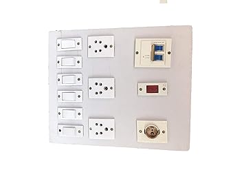 Electric Wooden Switch Board (3 Sockets,6 Switches,1 Bulb Holder,1 Indicator)