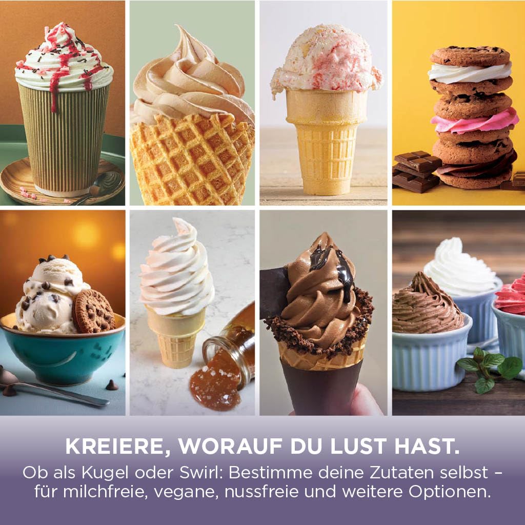 Ninja CREAMi NC701EUSTGD Eismaschine 2 Behälter 13 Funktionen Eiscreme Softeis Gelato Sorbet Milchshakes Mix-In Stone Gold
