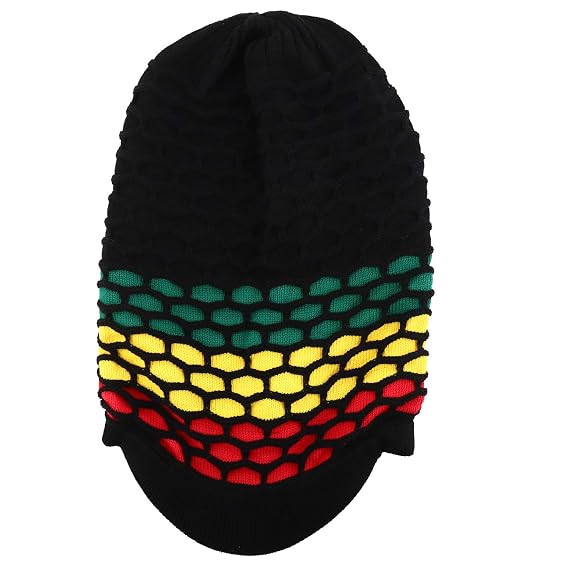 Armycrew Rasta Reggae Long Beanie With Visor - Dreadlock Style Cotton Cap, One Size Fits Most - View #8