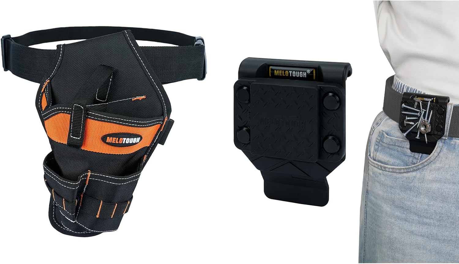 MELOTOUGH Right Hand Drill Pouch for Tool Belt, Magnetic Tool Holder Strong Magnetic Belt Clip