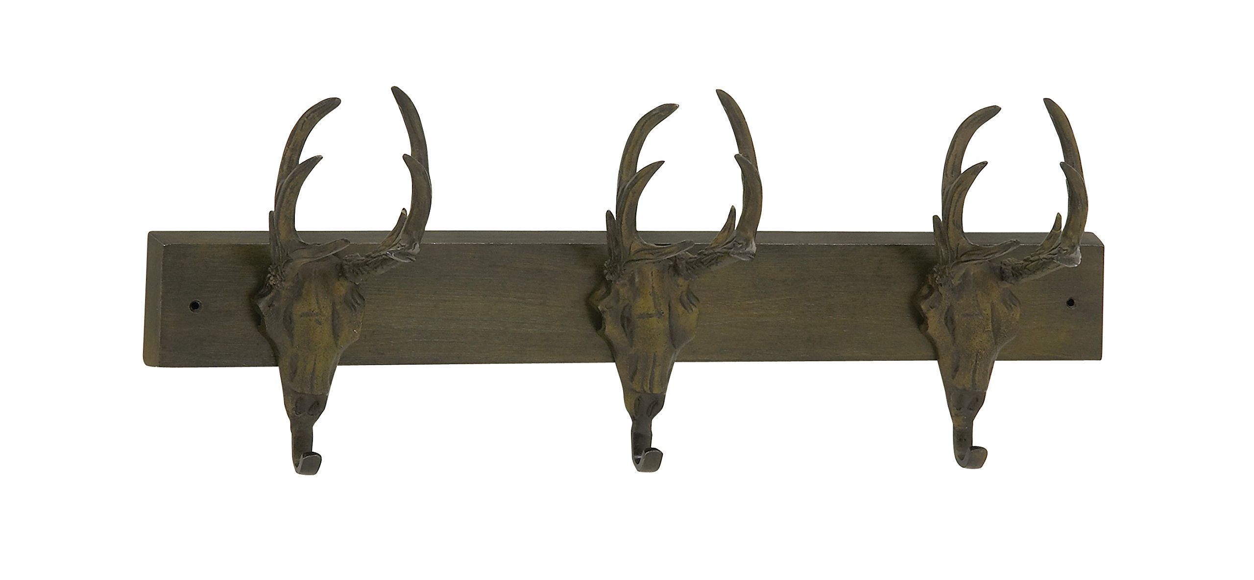 Portemanteau bois de cerf fixation murale en bois et métal pour vestiaire