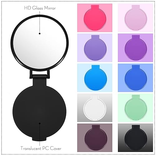Miniatura 3 de Mini espejo plegable redondo compacto espejo portátil de bolsillo espejo pequeño vintage portátil de viaje para mujeres y niñas, uso diario (juego