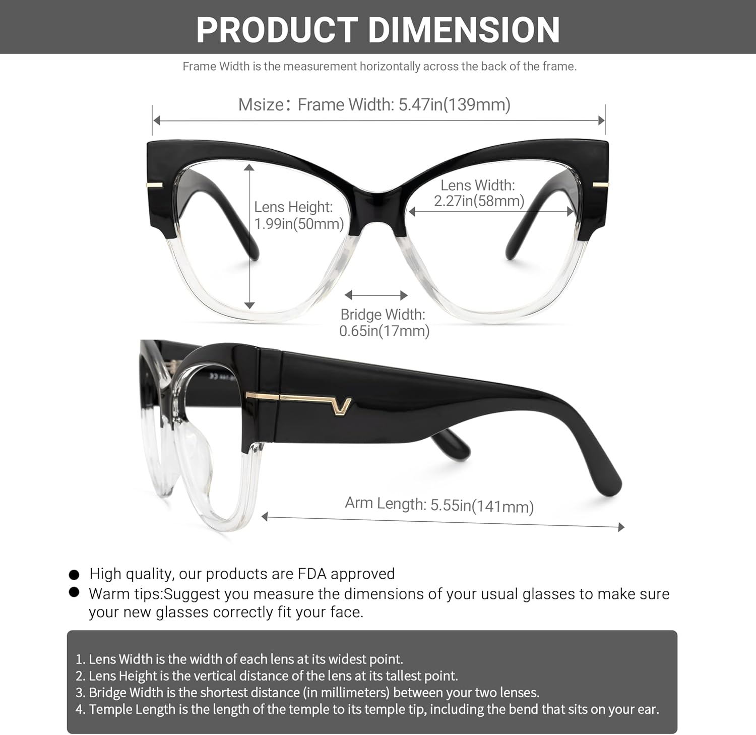 VOOGLAM Oversize Cateye Blue Light Glasses for Women Anti Eyestrain Dry Eyes Computer Phone TV Eyewear Elektra - Image 5
