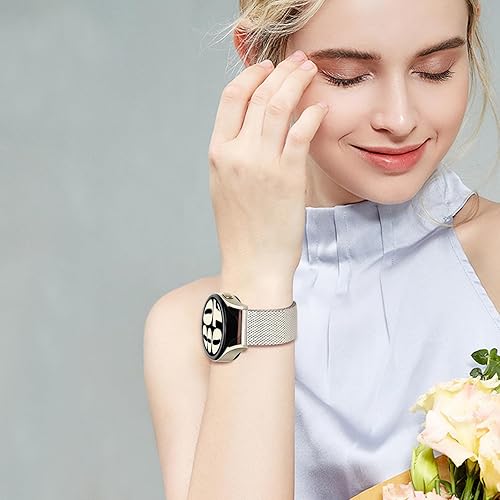 Miniatura 6 de TRUMiRR Correa de repuesto para reloj Galaxy Watch 7 6 1.575 in dorado, malla de acero inoxidable de 0.787 pulgadas para Samsung Galaxy Watch 7 6 5