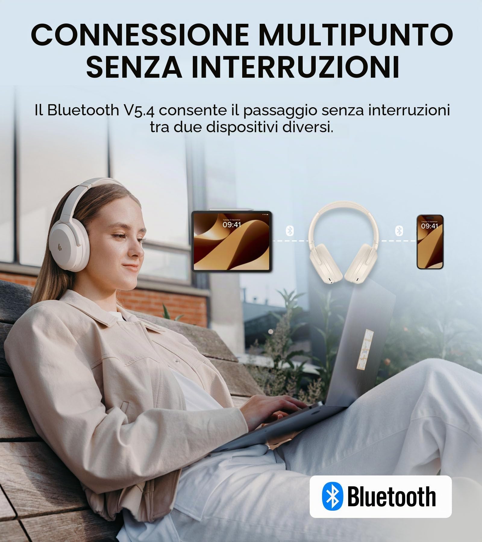 Edifier WH700NB Pro - Cuffie senza fili con cancellazione attiva del rumore da -43 dB, audio Hi-Res, AAC, Bluetooth V5.4, connessione multi-point, chiamate chiare AI, ricarica rapida, pieghevole,