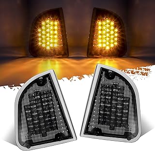 Partsam 1Pair Amber 29 LED Front Turn Signal Lights and Parking Lights Assembly Replacement for Kenworth T600 T660 K300 T300 T330, Smoked Lens,LH & RH, 1157 Plug