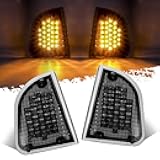 Partsam 1Pair Amber 29 LED Front Turn Signal Lights and Parking Lights Assembly Replacement for Kenworth T600 T660 K300 T300 T330, Smoked Lens,LH & RH, 1157 Plug