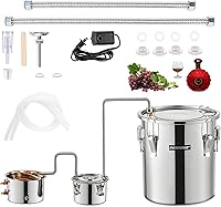 Vista 8 de Kit de destilación Shine Still Home Brewing Distillery Kit de 5 galones con olla de acero inoxidable y bomba de agua de golpe, bobina de cobre