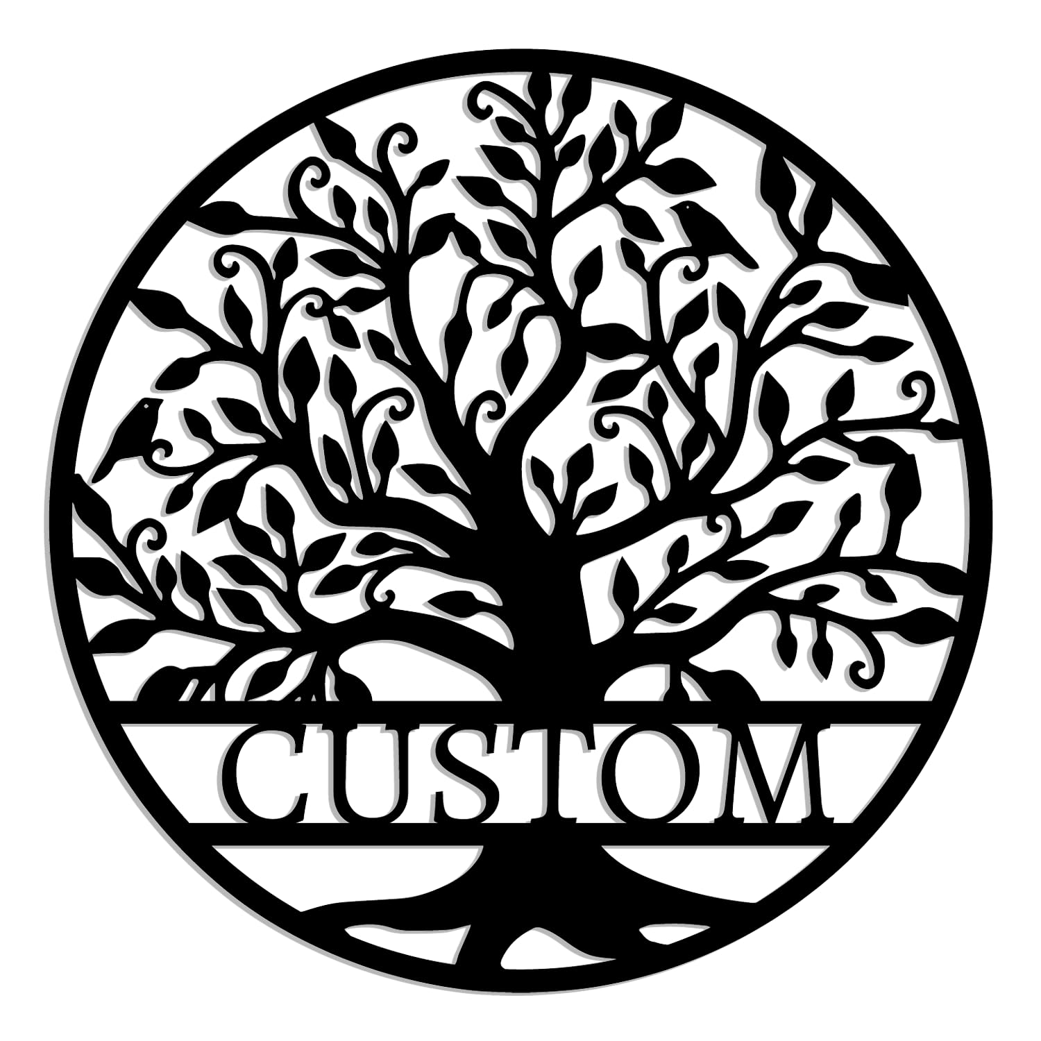 Kissesuu Style-2 Personalized Tree Of Life & Steam Locomotive Metal Wall Art Sign, Custom Welcome Family Name Sign, Outdoor Wall Decor, Vintage Style