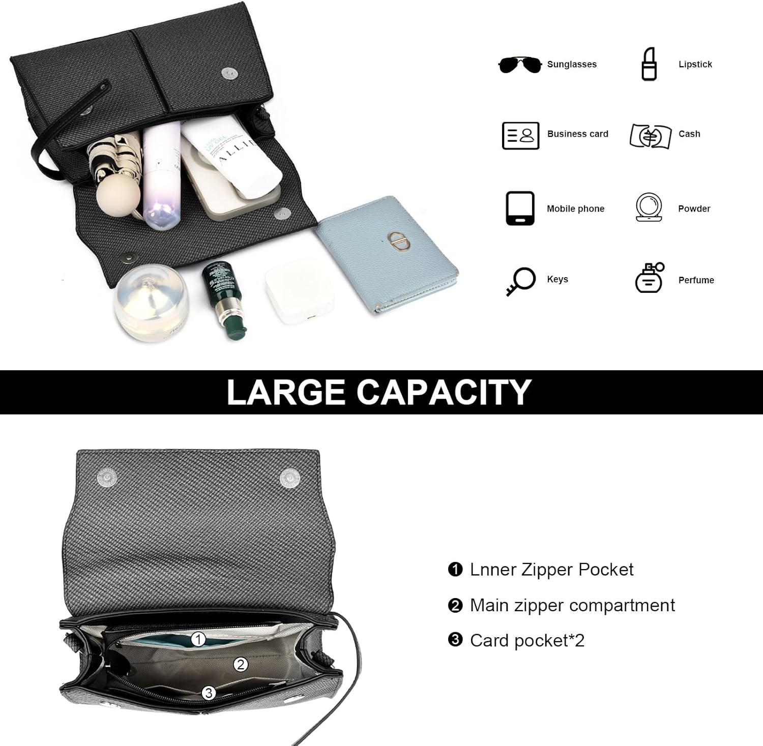 Eslcorri Crossbody Bags for Women Trendy, Leather Ladies Top Handle Satchel Travel Purses Clutch Medium Shoulder Handbags - Image 4