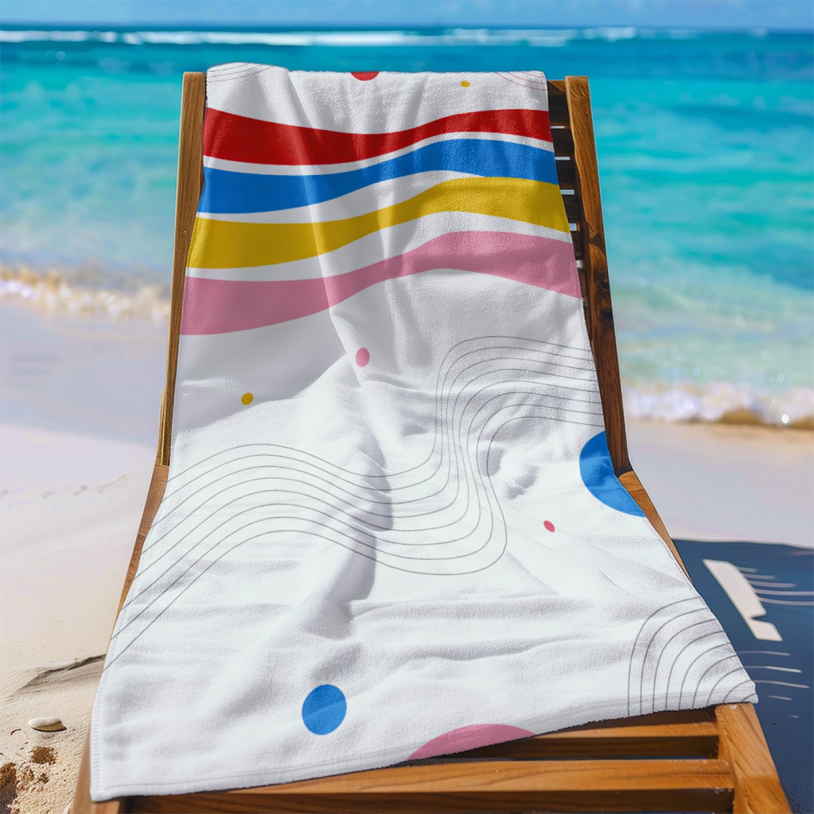 Tapis de Plage XXL Anti Sable Cercle Rouge Serviette Piscine Adulte,Natte De Plage Pliable, Voyage Accessoires De Plage Camping,Serviette de Bain Personnalisée