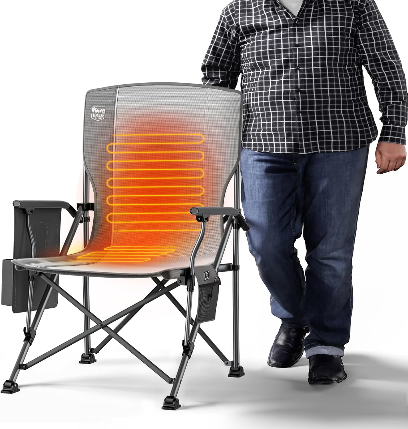TIMBER RIDGE Oversized Heated Camping Chair for Outdoor Sports, 3 Heat