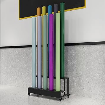 Mobile Car Wrap Film Display Rack, 10/15 Rolls Commercial Textile Fabric Roll Holder, Car Color Change Film Organizer Stand for Wallpaper Leather Window Film53cm/20.9in
