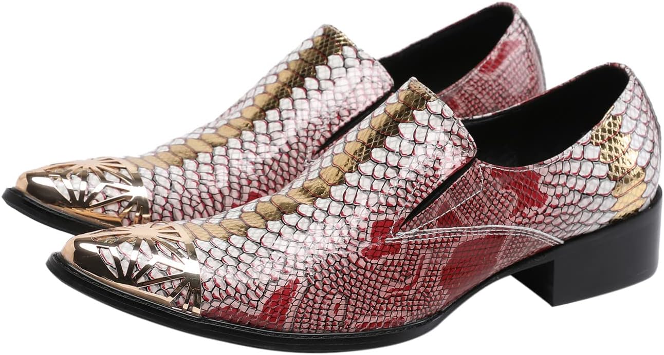 Santimon Mens Dress Loafers - Genuine Fish-Scale Leather