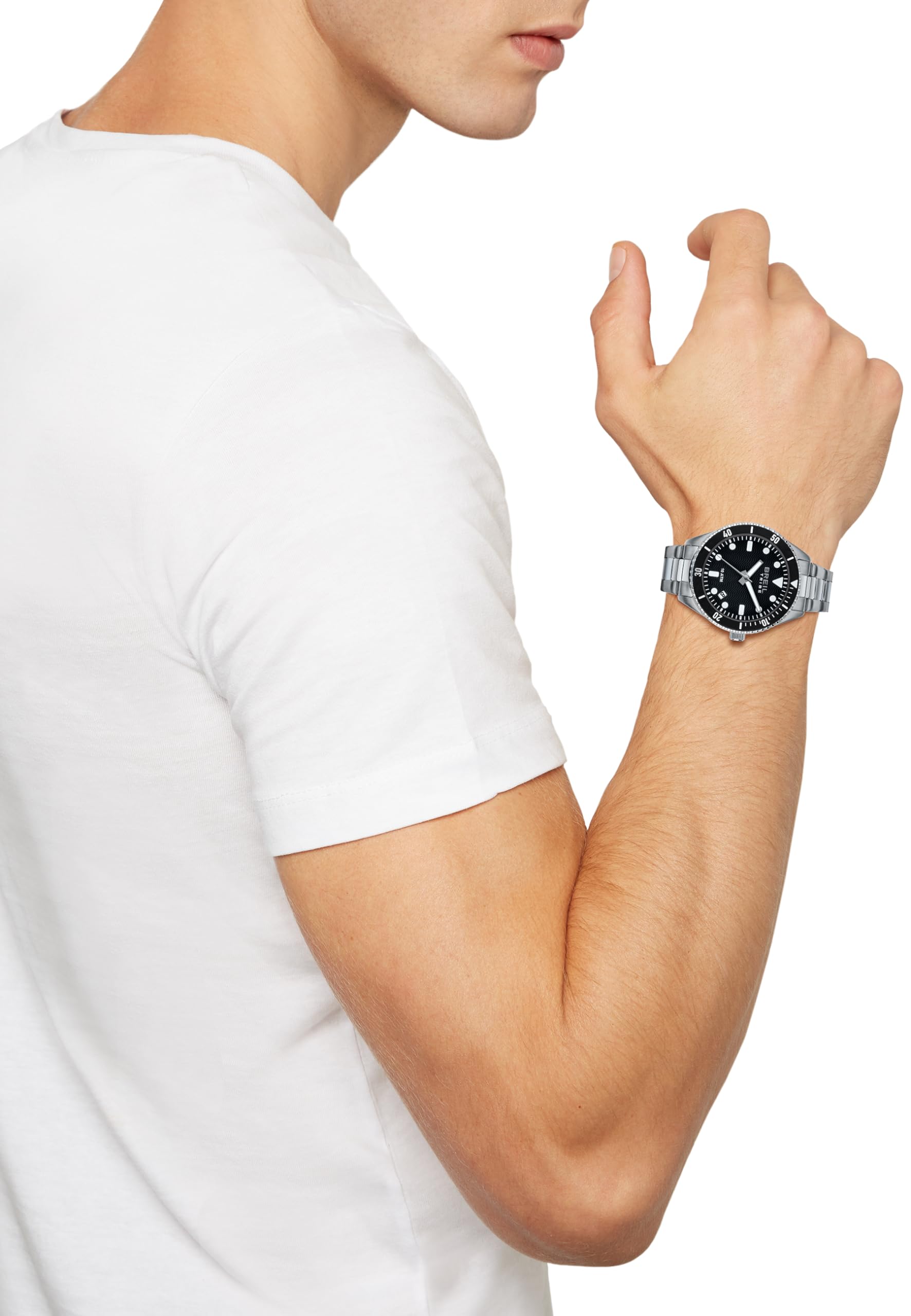 Breil, Collezione Overhand, Orologio Uomo con Bracciale in Acciaio, Resistente All'Acqua, Movimento al Quarzo, Cassa 39 mm, Chiusura con Pulsanti