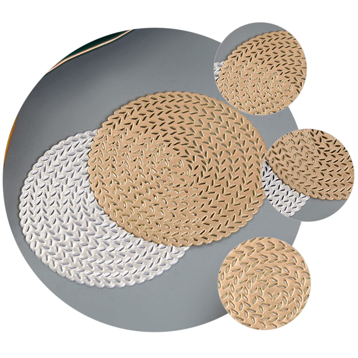 silikonowa podkładka pod gorące naczynia, Puste podkładki ze słomy pszennej wielokolorowe 9,8x9,8 cm 1/2/3/12 szt(Goldenx3pcs,9.8X9.8X0.1CMx3pcs)