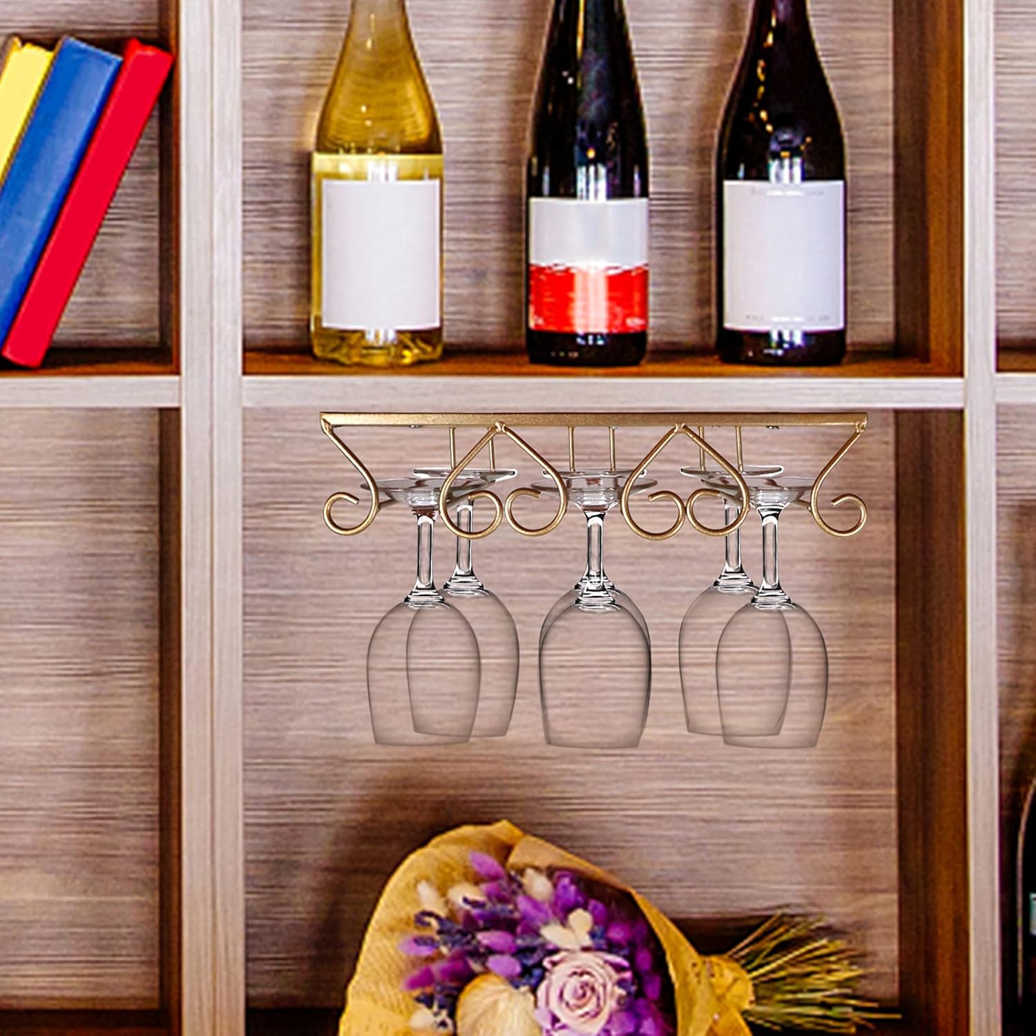 HeartShaped Iron Wine Glass Holder Bracket Black can Hang Wine Glass