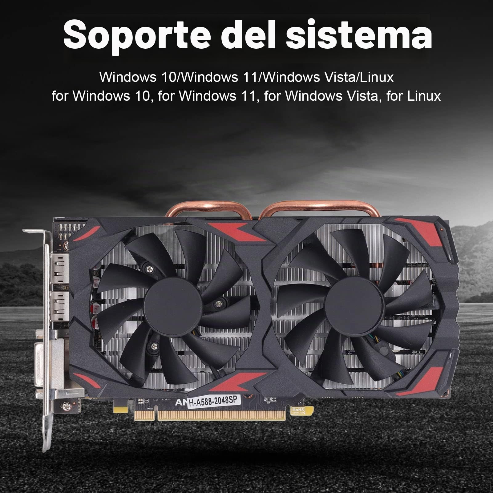 VBESTLIFE Tarjeta Gráfica RX-580, 8GB GDDR5 256BIT, Tarjeta de Video para Juegos de PC de Escritorio de bajo Ruido, PCIE 3.0 16X, Ventilador de Refrigeración Dual, Compatible con DirectX 12