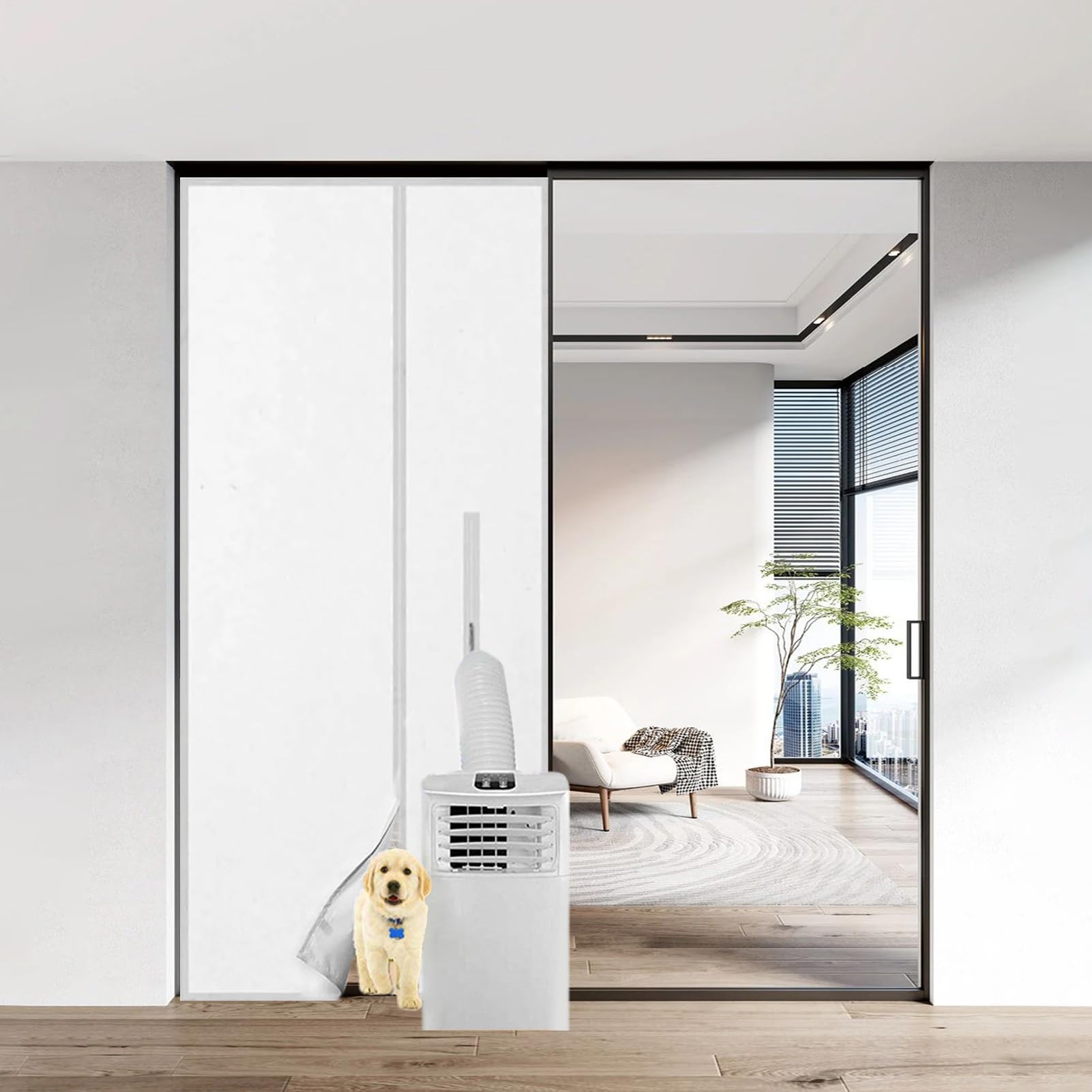Fensterdichtung Für Klimaanlagen, Fensterset Für Mobile Klimaanlagen, Heißluft-Austauschschutz Mit Reißverschluss, Wasserdichtes Schiebetür-Entlüftungsset, Für Mobile Klimaanlagen Und Trockner