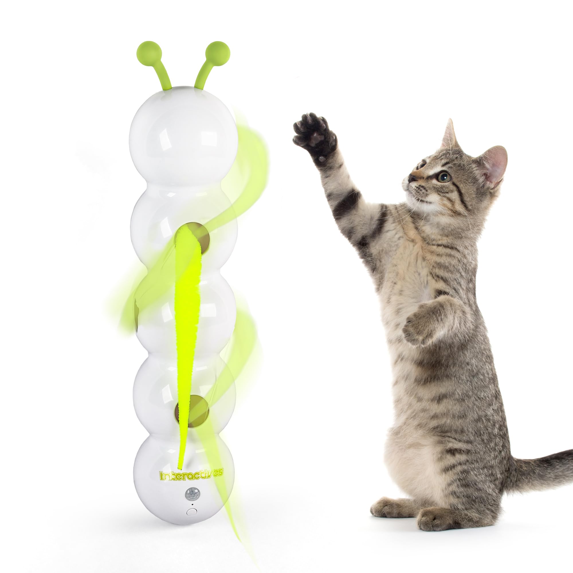 ALL FOR PAWS Interactive Cat Feather Toy, Automatic Whack a Mole Cat Toy with Smart Motion Wall & Window Mounted Interactive Toy for Indoor Cats