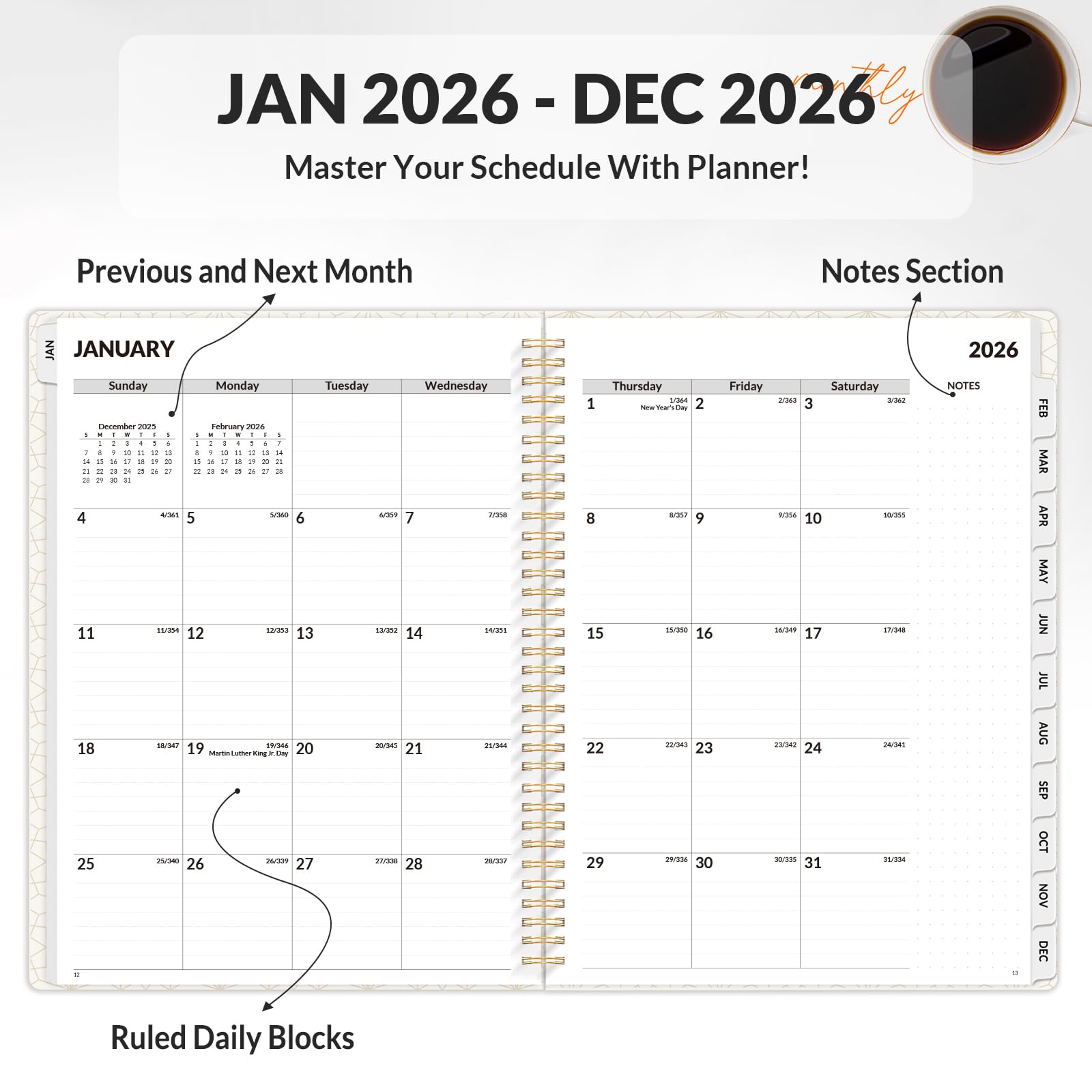 Snapklik.com : SUNEE 2026 Planner, Weekly And Monthly Calendar Planner ...
