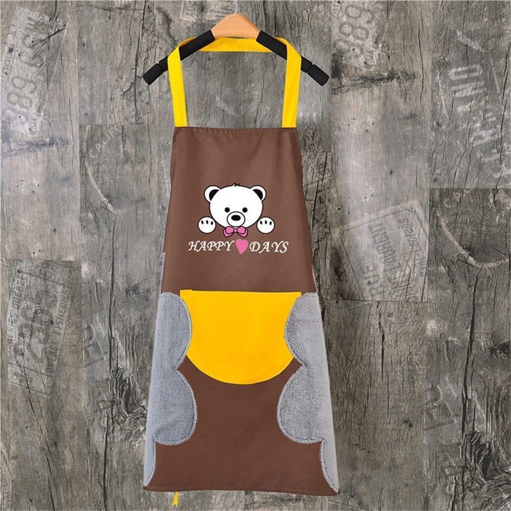 Tablier,Tablier essuie-Mains Taches imperméables Maison Cuisine Cuisson Taille Creative Hanging Neck Towel Tablier (Color : Yellow, Size : 74 * 69cm) (Color : Brown, Size : 74 * 69cm)