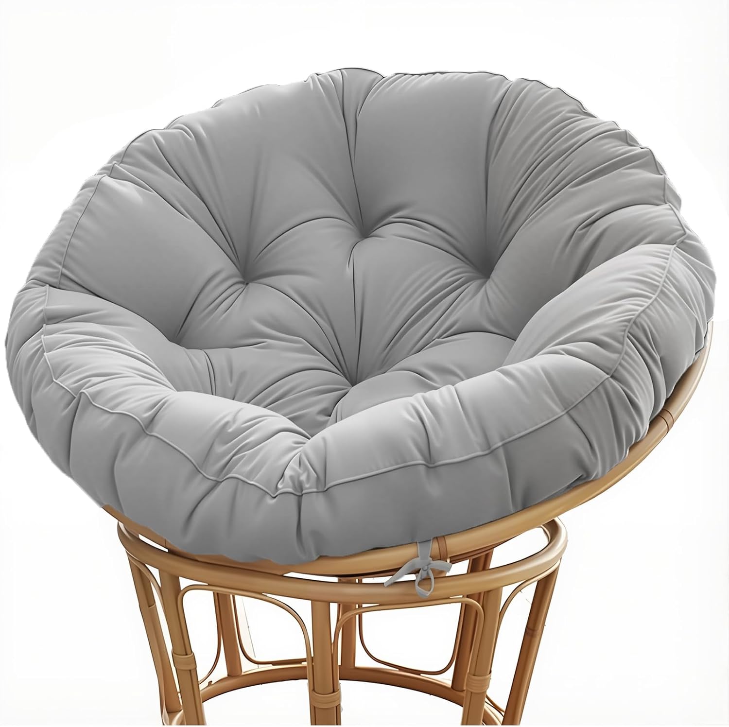 Outstuffed Papasan Chair Cushion Only, Papasan Cushion 52inch, Round Leisure Papasan Chair Cushion (Grey)