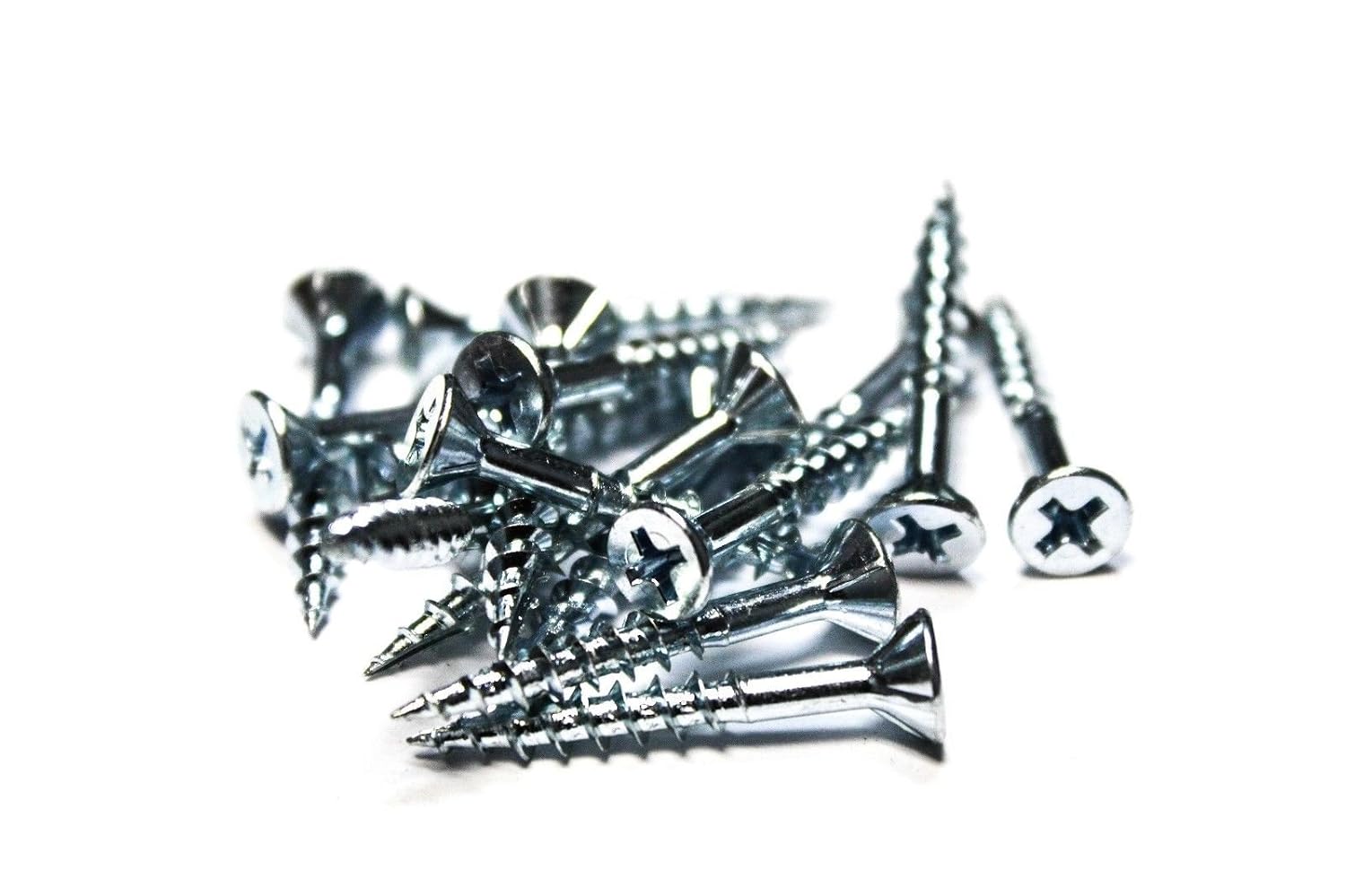 (100) 8x1-1/2 Phillips Flat Head Wood Screws w/Nibs (Type 17) Zinc