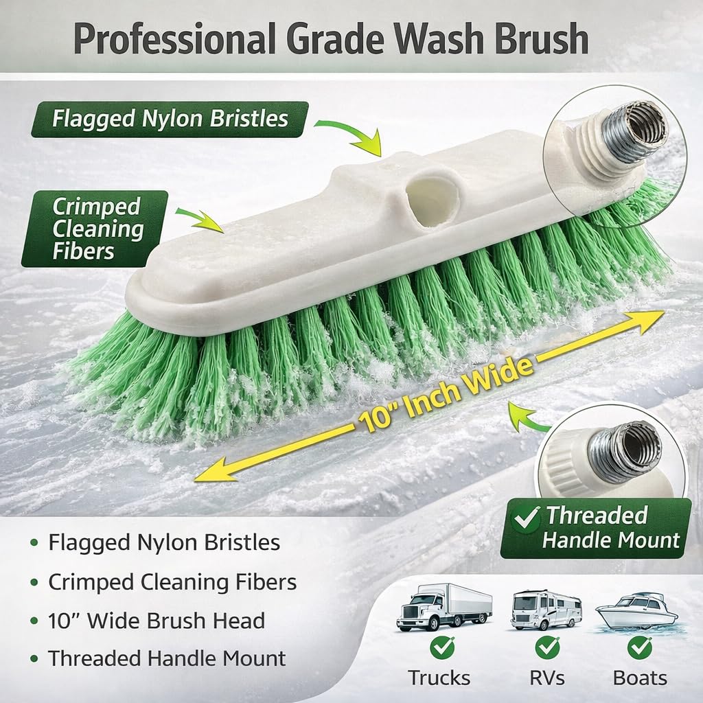 Hi-Tech 10" Car Wash Brush - Non-Scratch Cleaning -8