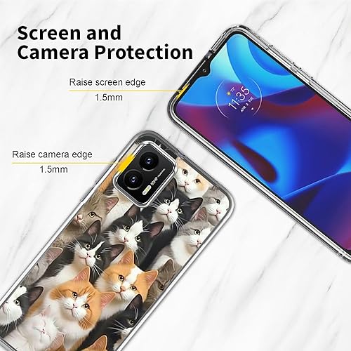 Miniatura 5 de Funda transparente para Motorola Moto G Stylus 5G 2023 con bonito patrón de gatos para mujeres y hombres, doble capa híbrida de poliuretano
