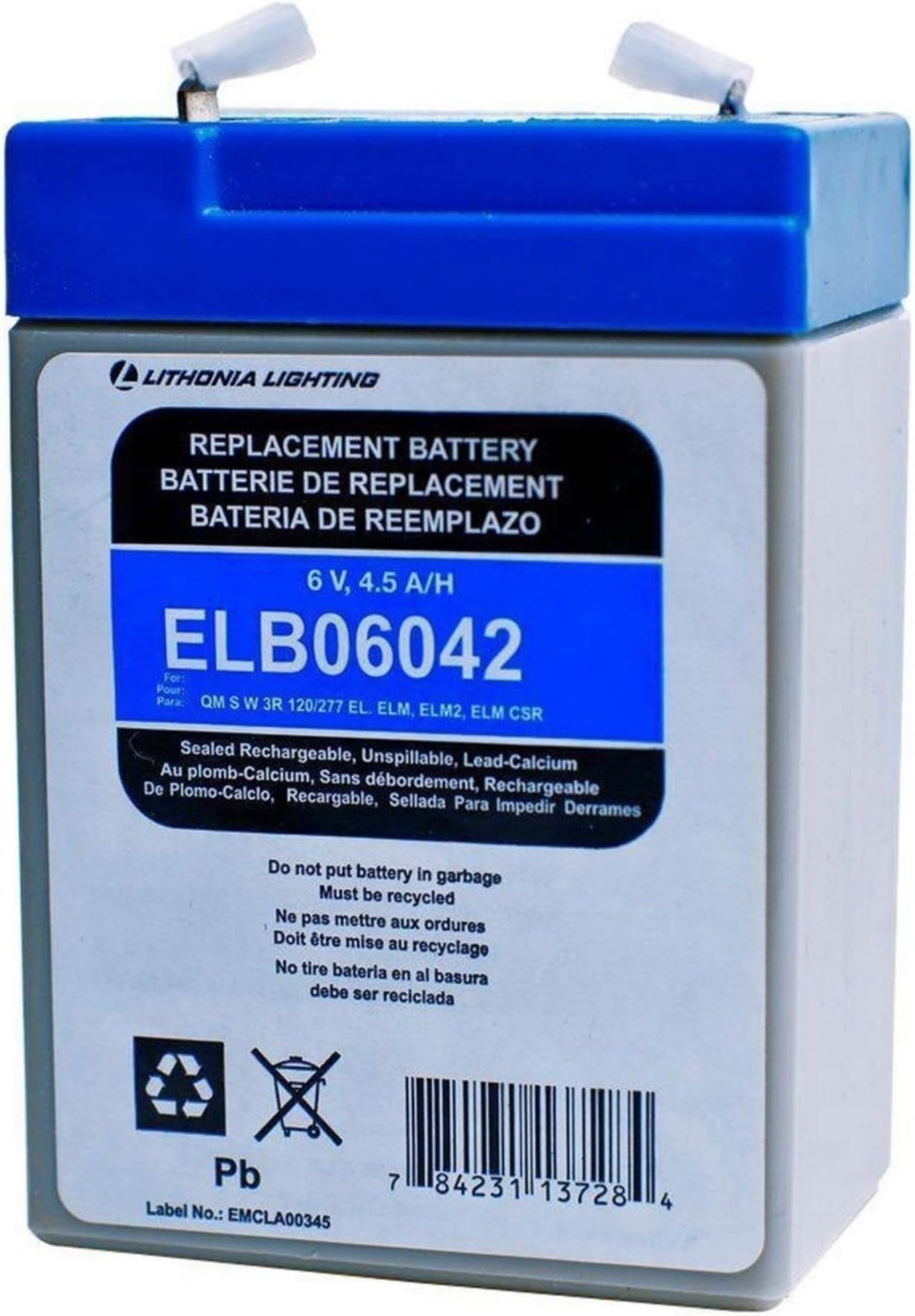 Lithonia Lighting 6 Volt Replacement Exit Sign Battery, Maintenance Free Rechargeable 6V Battery for Compatible Emergency Lights and Emergency Exit Signs