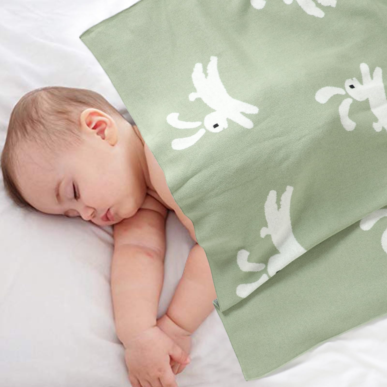 Hadetoto Baby Blanket for Newborn Soft Cozy Knitted Cotton Blankets Baby Essentials Gifts for Newborn Girl Boy 100 x 80cm - Image 2