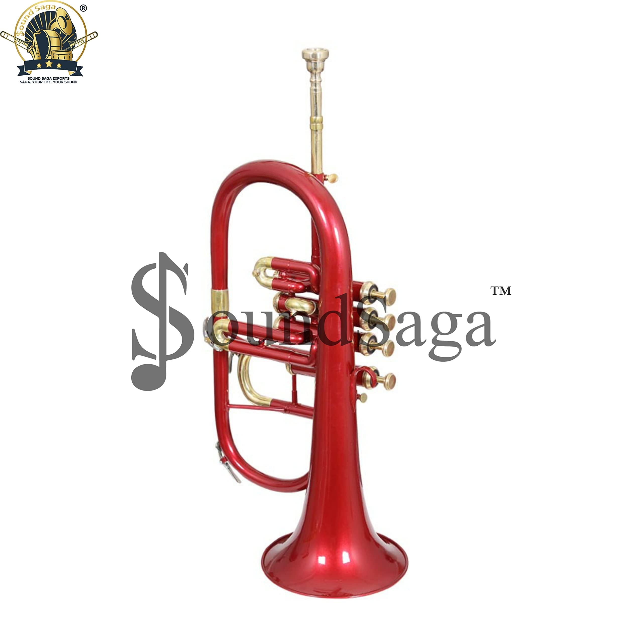 Flugel Horn 4-zaworowy skok BB najwyższej jakości mosiądz, w tym ustnik i futerał (czerwone złoto)