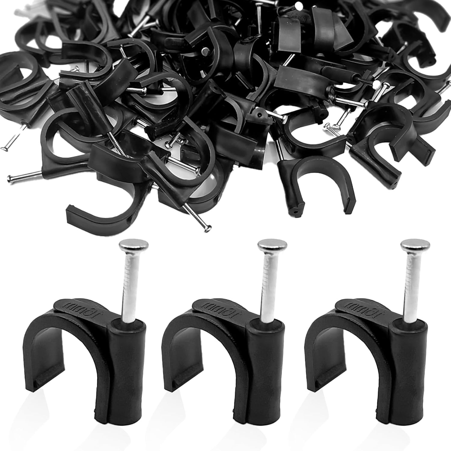 100 Pcs Pex Clamps, 1/2 Inch Pex Hangers Black Pex Fittings Half Clamps, J-Hook Pex Nail on Clamps for 1/2" OD Tubing Pipe, Pipe Support, Fixing Wire (16mm)