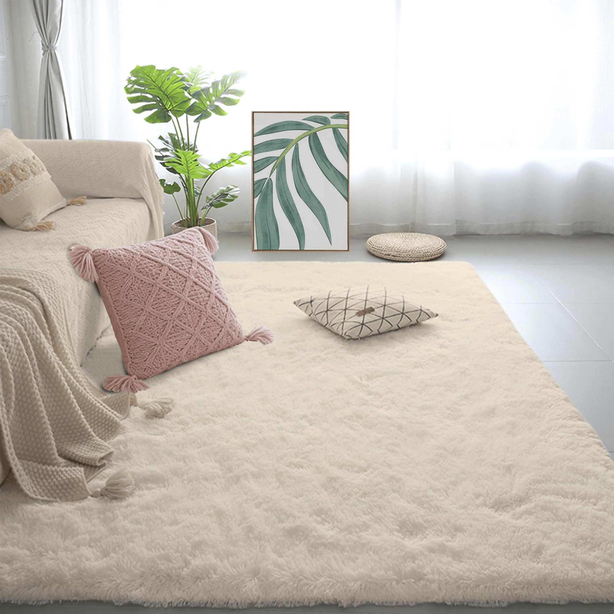 Tapis de Salon Shaggy Ultra Doux 150x260 cm Tapis Décoratif Haute Densité