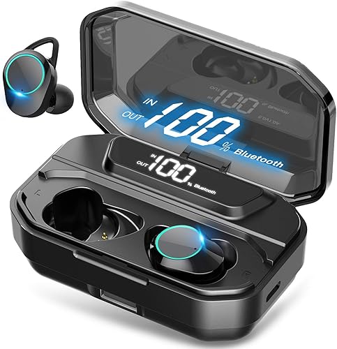 Xmythorig Ultimate Auriculares inalámbricos verdaderos Bluetooth 5.0, auriculares impermeables IPX7 para deportes, tiempo de reproducción de 110