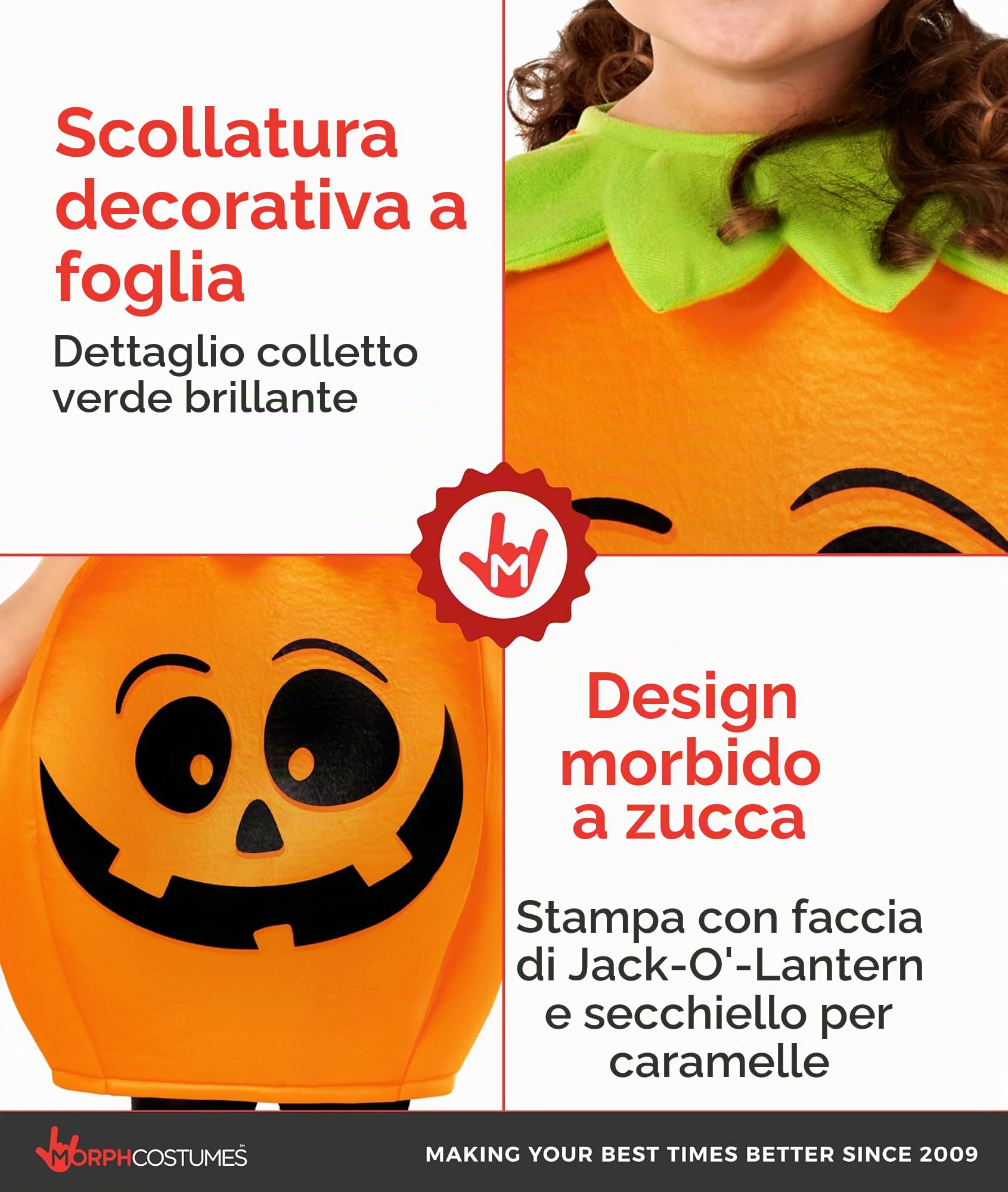 Morph Costume Zucca Bambino, Costume Zucca Halloween Bambino